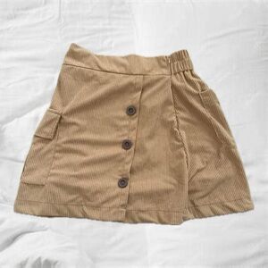 Tan Corduroy Midi Skirt